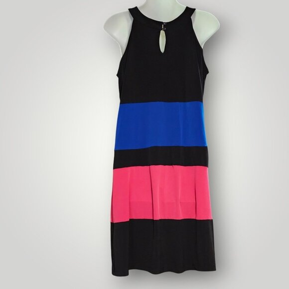 En Focus Studio Women’s 10 Black Sleeveless Cocktail Dress Royal Blue & Fuchsia - Picture 7 of 13